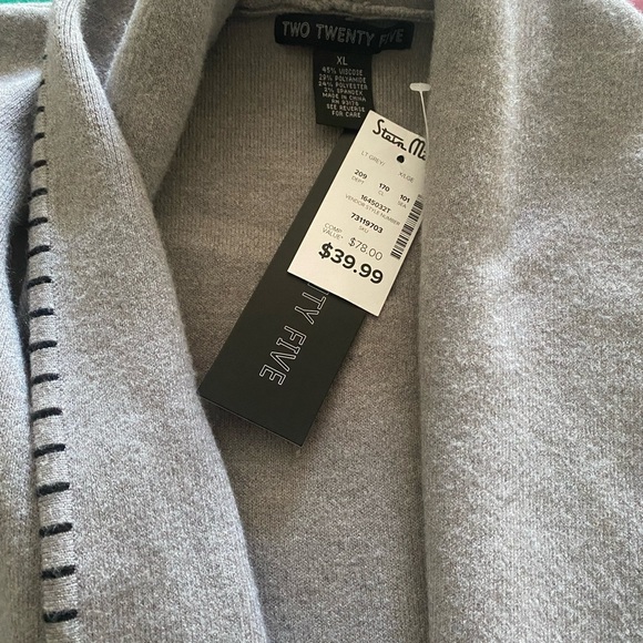 Gray Textured Knit Cardigan Sweater Open Front - Picture 5 of 7